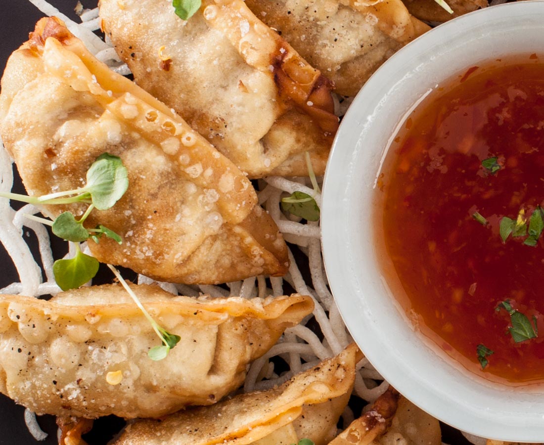 crispy fried pork potstickers