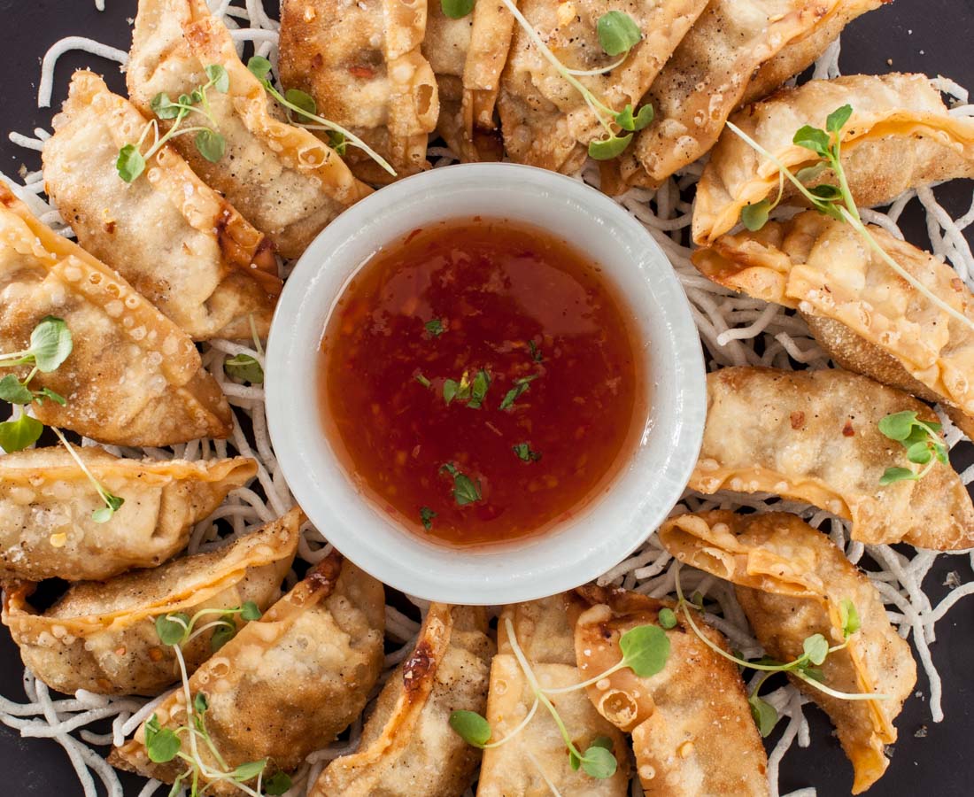 crispy fried pork potstickers